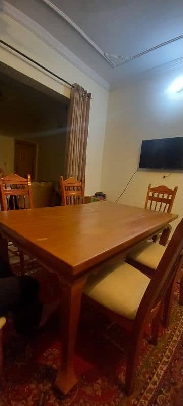 pure wood Dinning table with six chairs 0