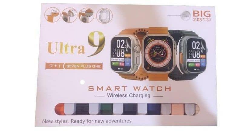 ULTRA 9 SMART WATCH WITH 7 STRAPS 0