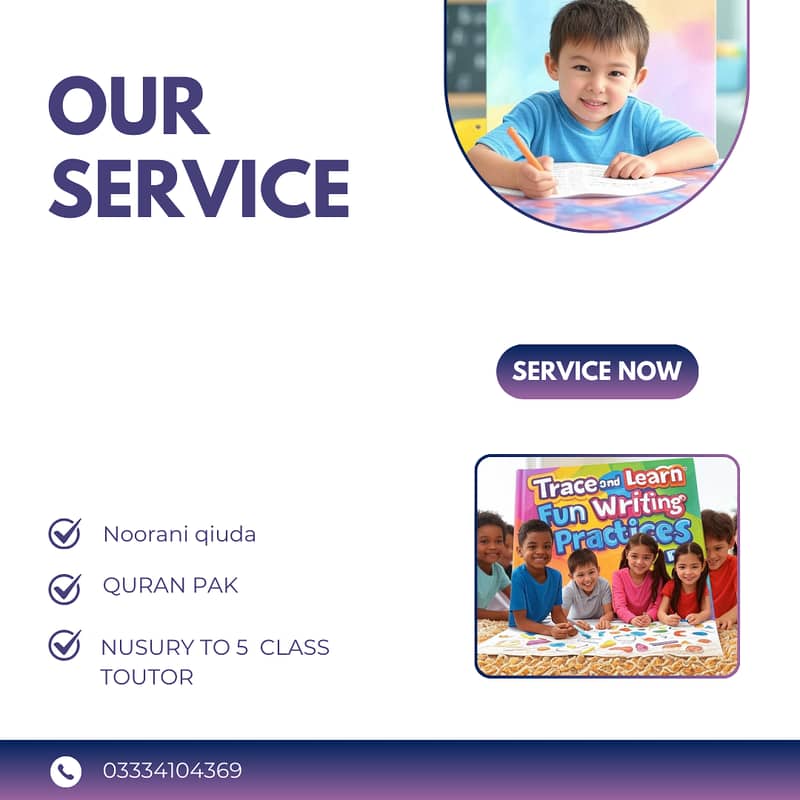 Quran Tutor home service or nusary to 5 class home tutor in E-16 0