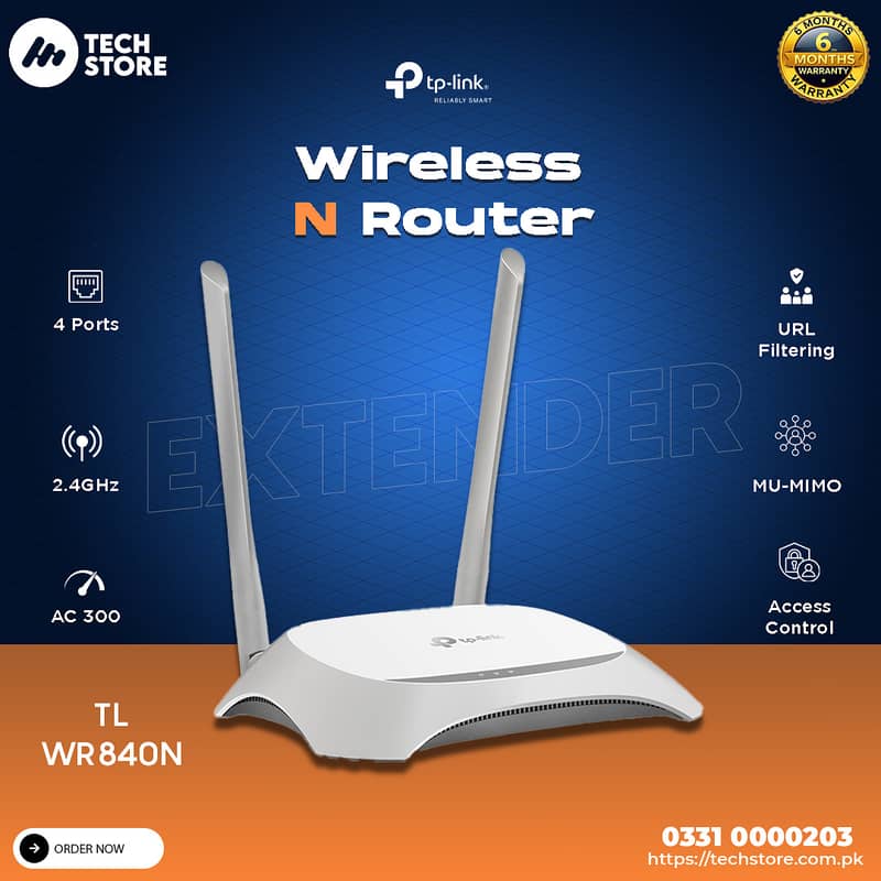 Tp-Link TL-WR840N 300Mbps Wireless N Router In Pakisatn (Renewed) 0