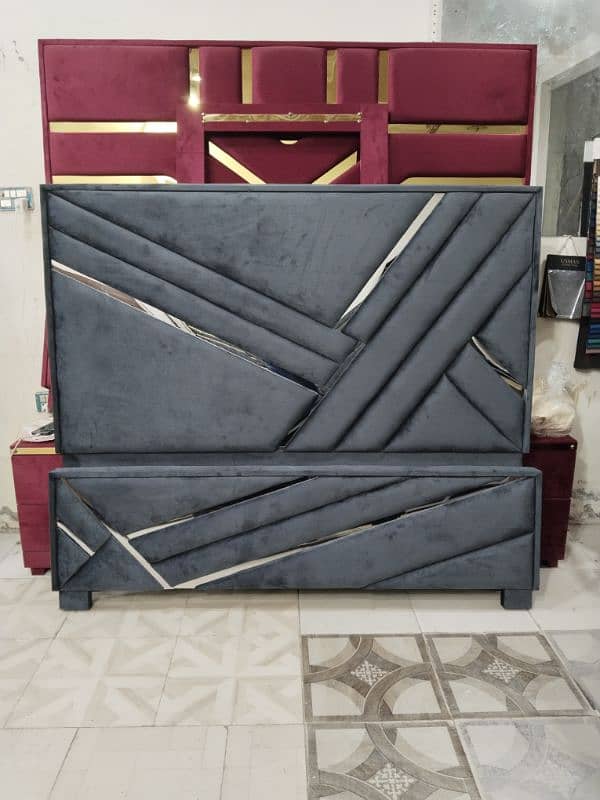 Bed set / Brand New Bed dressing and side tables in velvet fabric 14