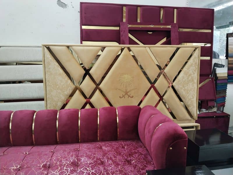 Bed set / Brand New Bed dressing and side tables in velvet fabric 16