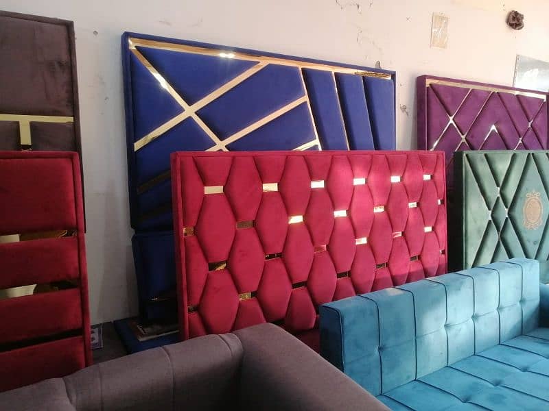 Bed set / Brand New Bed dressing and side tables in velvet fabric 0