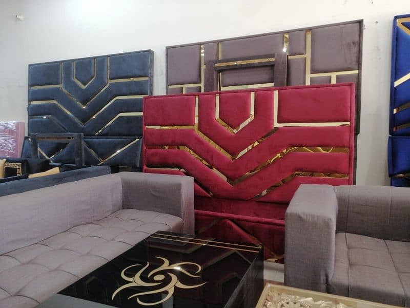 Bed set / Brand New Bed dressing and side tables in velvet fabric 19