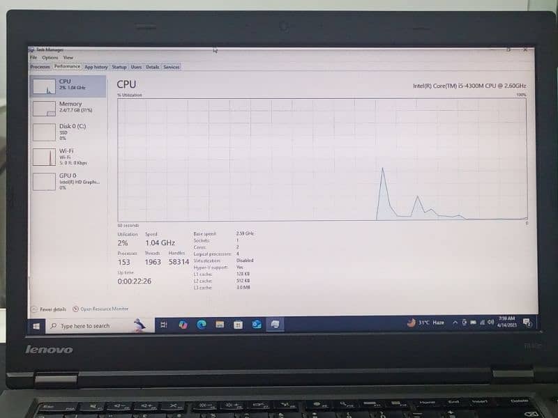Lenovo Thinkpad T440 core i5 4th Gen 8/128gb / laptop 1