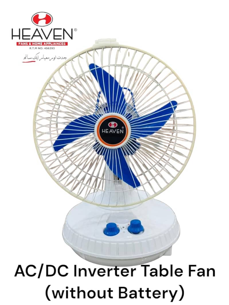 Rechargeable/ AC/DC inverter Table Charging Fan 14" High Speed Battery 3