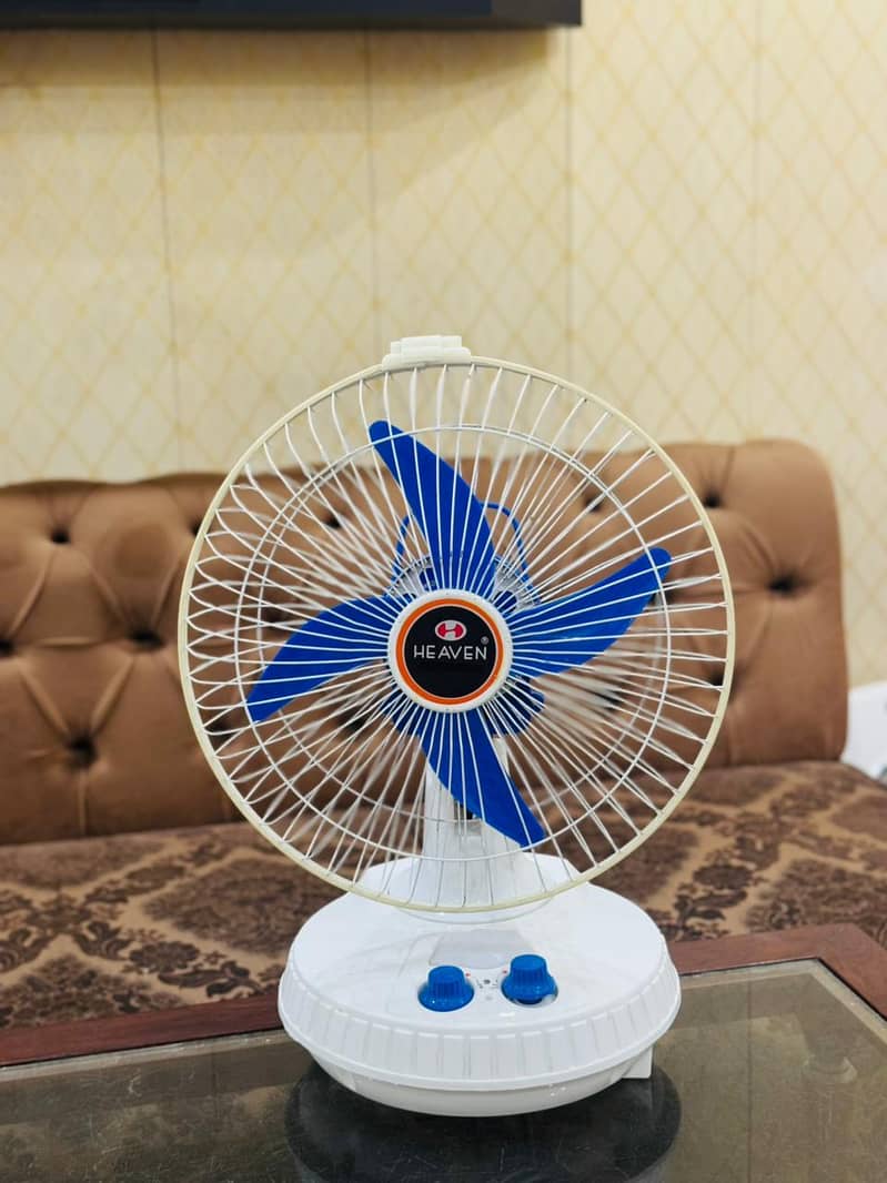 Rechargeable/ AC/DC inverter Table Charging Fan 14" High Speed Battery 9