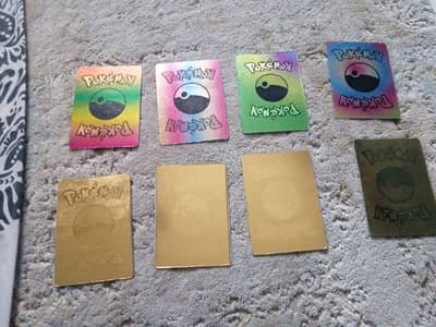 8pcs pokemon cards 4rainbow and 4 golden cards