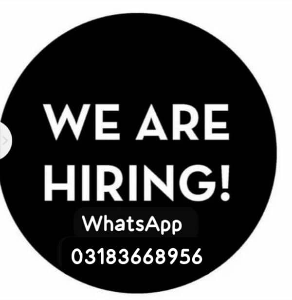 need staff for office work and home base 0