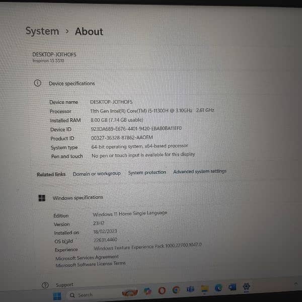 Inspiron 15 5510  11th Gen Intel(R) Core(TM) i5-11300H @ 3.10GHz 3