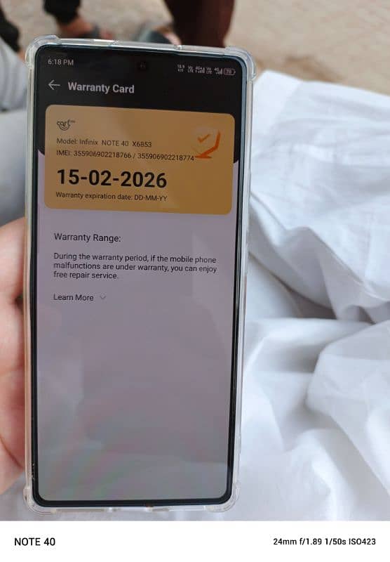 infinix note 40 10 to 11 month warranty 5