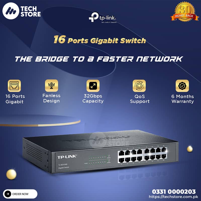 Tplink TL-SG1016D 16-Port Gigabit Desktop/Rackmount Switch (Renewed) 0