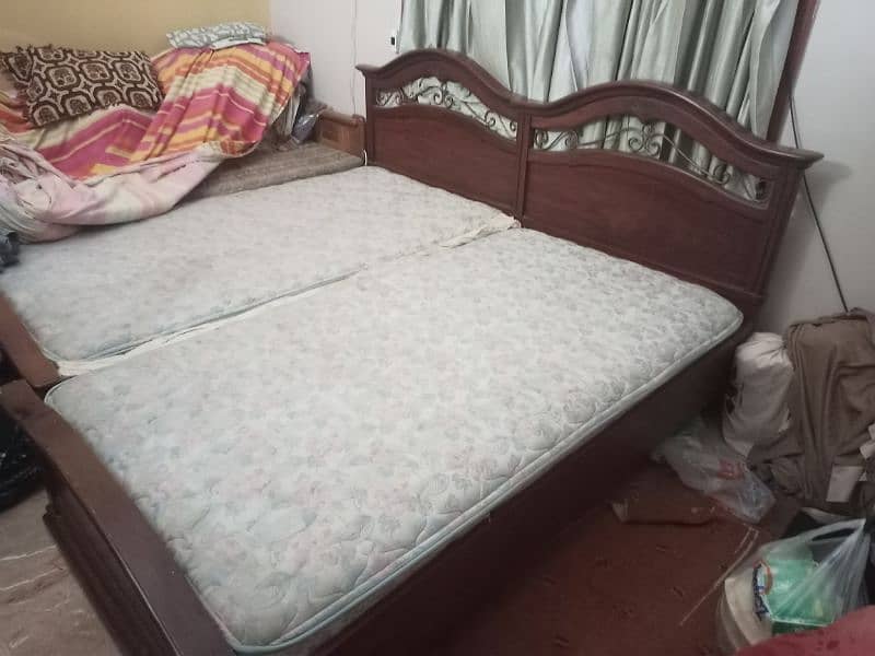 Two single bed with one side table good quality matress 1