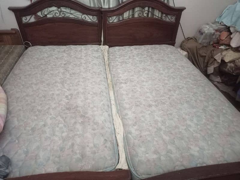 Two single bed with one side table good quality matress 2