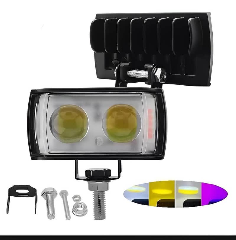 2 Lens Dolphin - 12-80V 50W LED Fog Light 4 Color Light White, Amber, 0