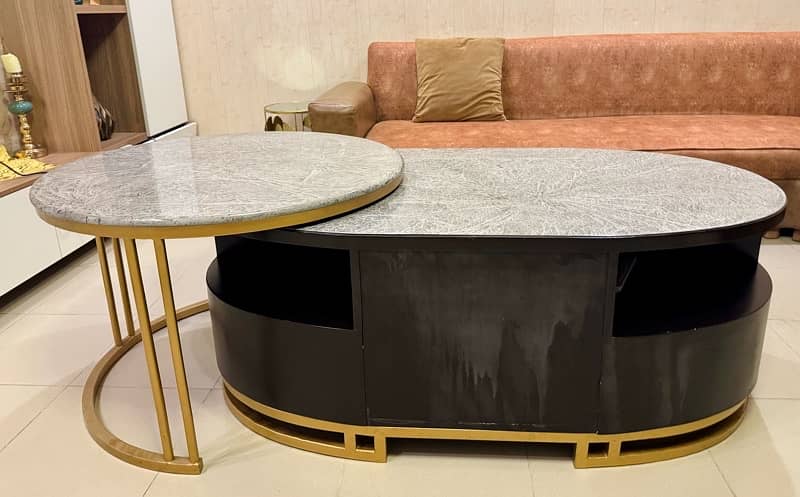 Set of Grey coffee table and serving table set 1