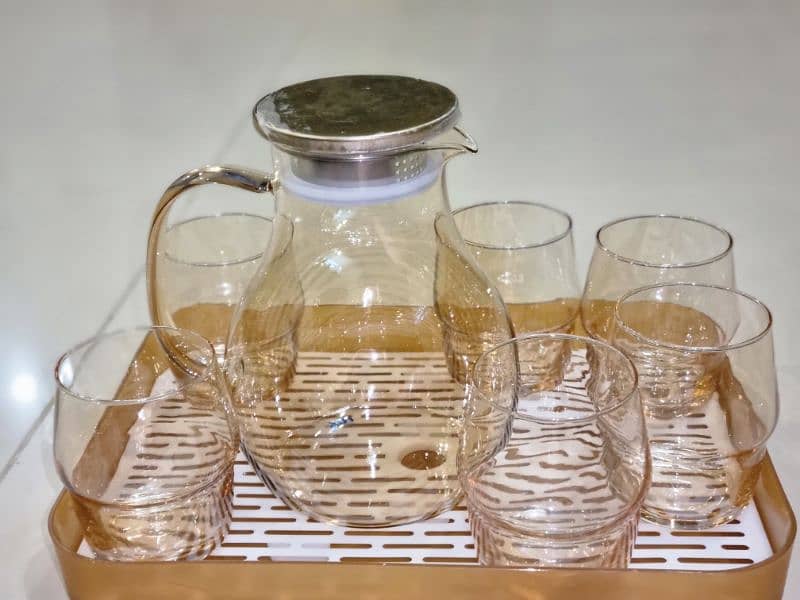 8 pcs water set unique design with stylish tray 1