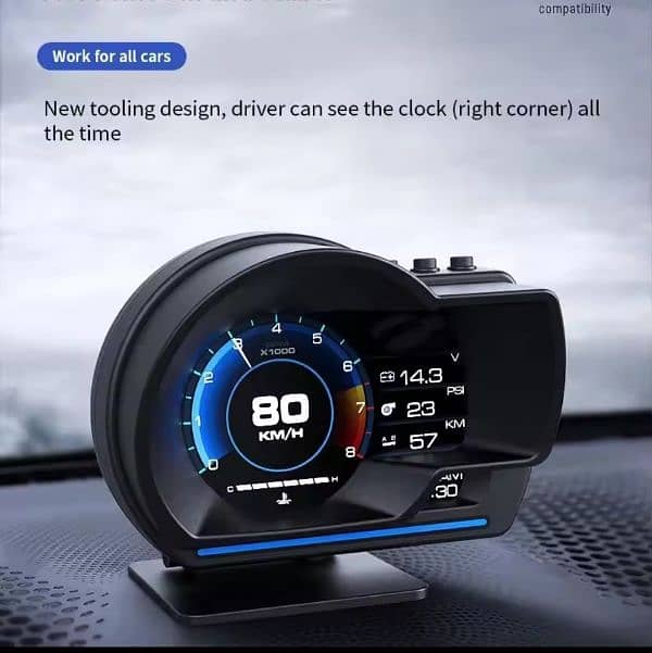 OBD2 Car Head Up Display HUD Smart Car Water&Oil temp audio 3