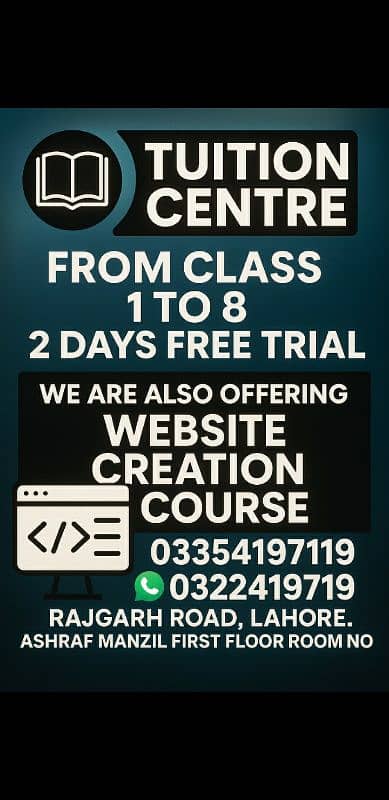 Tution center for class 1 to 8 0