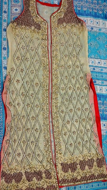 pearl embroided gown with maxi and dupatta 0