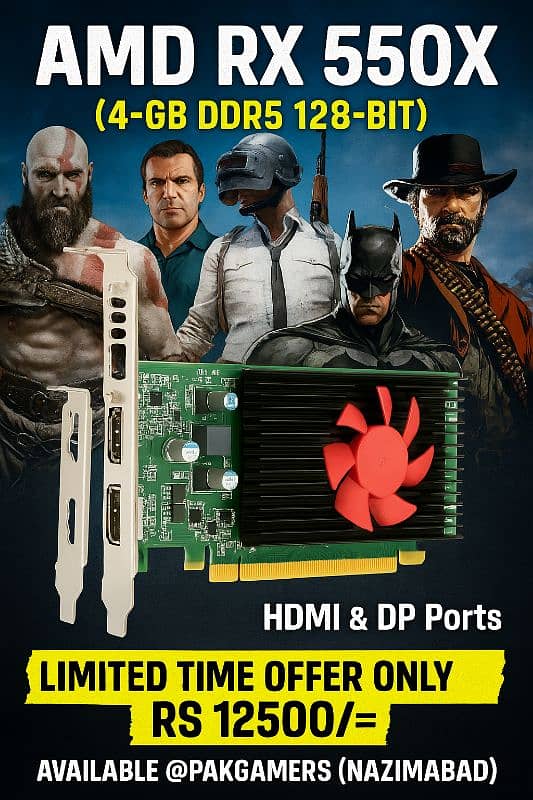 AMD Rx 550 (4-GB DDR5 Bit-128) Low Budget High Performance 0