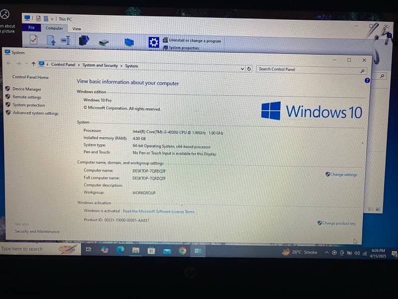 For Sale: HP Laptop – Intel Core i3, Windows 10 Pro 4