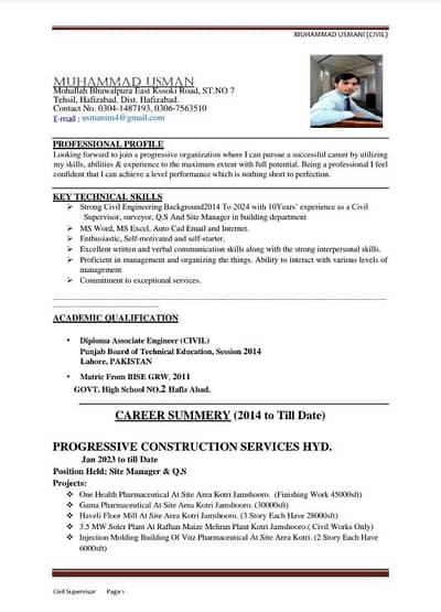 Need job as Site manager, Site incharge