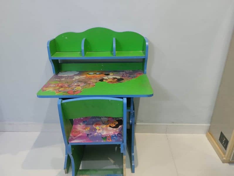 Colorful Kids Study Table with chair &  Design and Shelf  for Learning 0