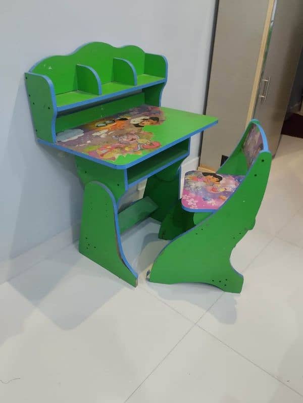Colorful Kids Study Table with chair &  Design and Shelf  for Learning 2