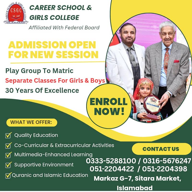 Admission Open 2025 For PlayGroup To Metric 0