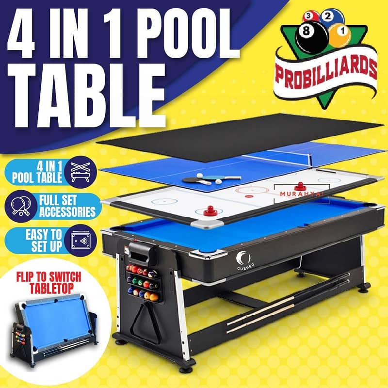 4 in 1 TABLE TENNIS TABLE AIR HOCKEY BILLIARD POOL TABLE DINING TABLE 1