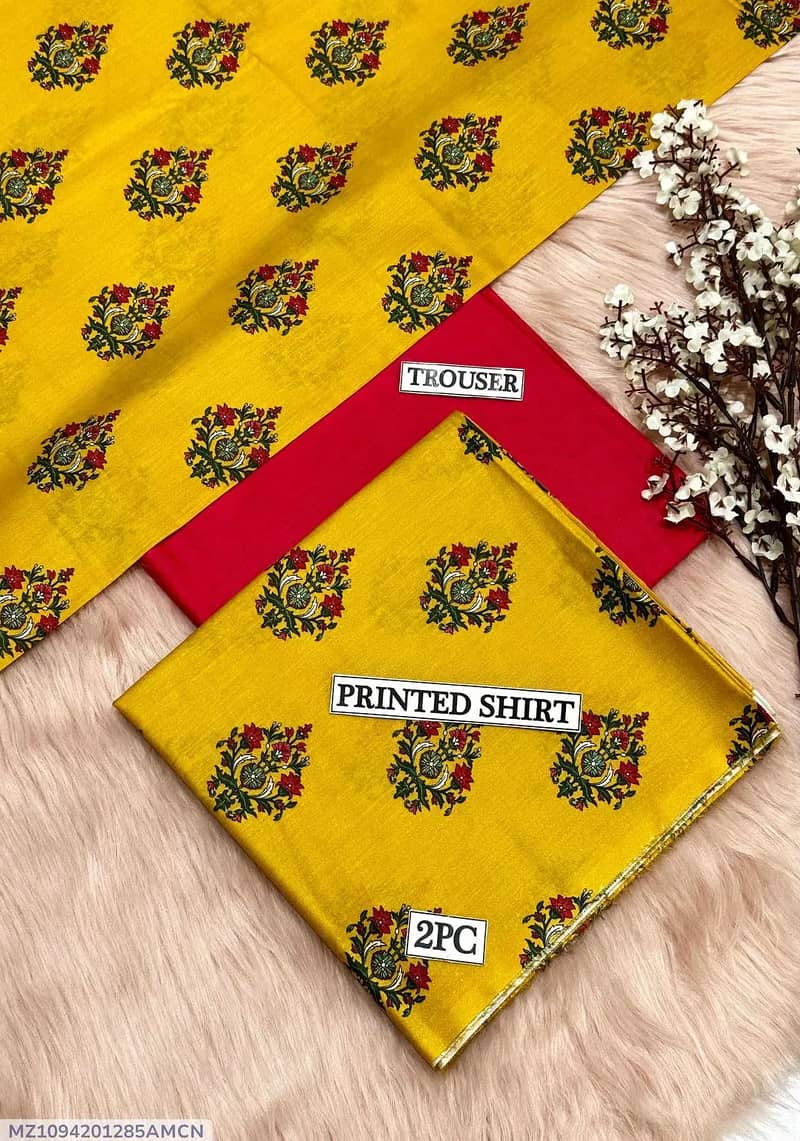 2 Pcs Women's Unstitched Digital Print Suit 1
