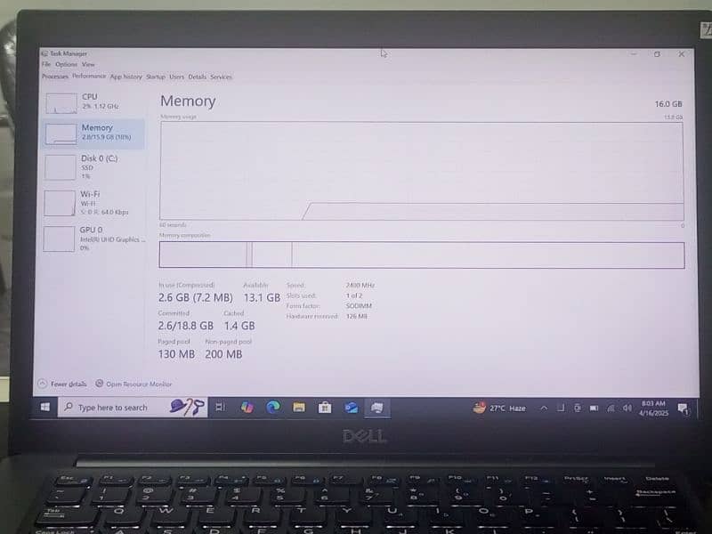 Dell latitude 7490 core i5 8th Gen 16/256gb 2