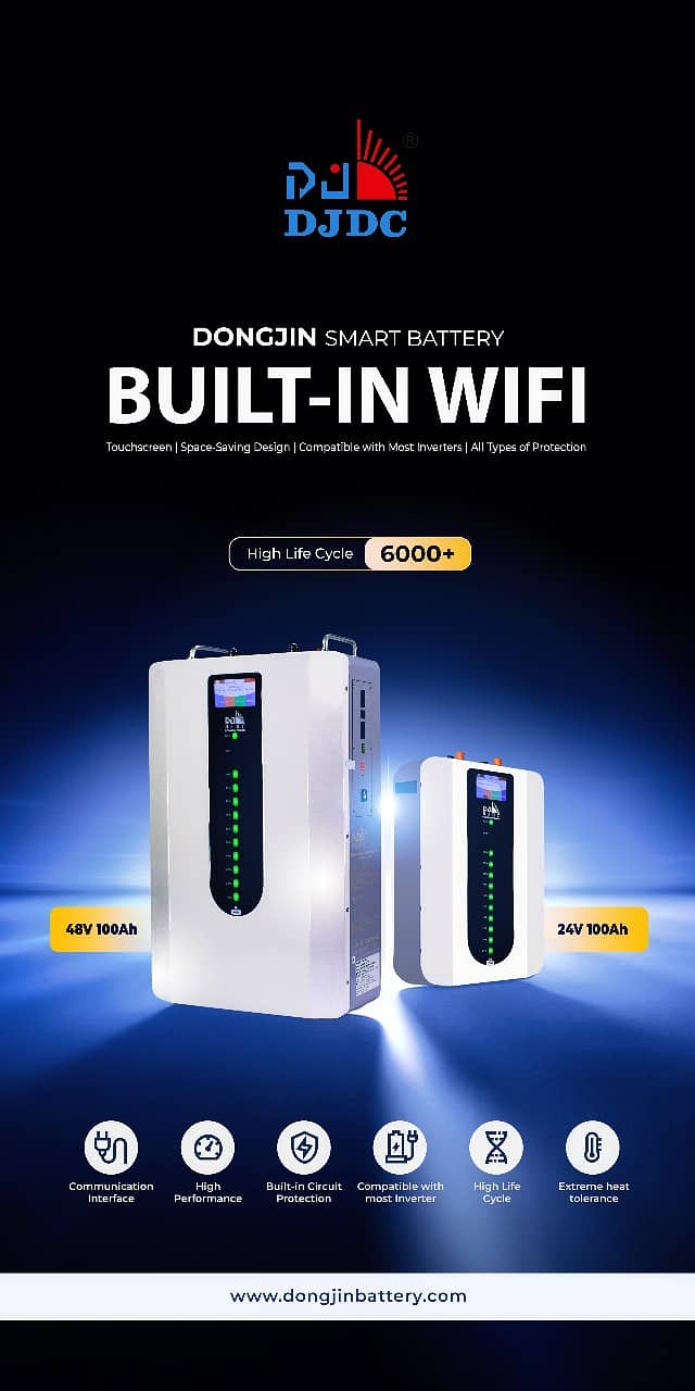 DJDC Lithium Wall Mount ,Dongjin Battery,Compatible with Most inverter 1