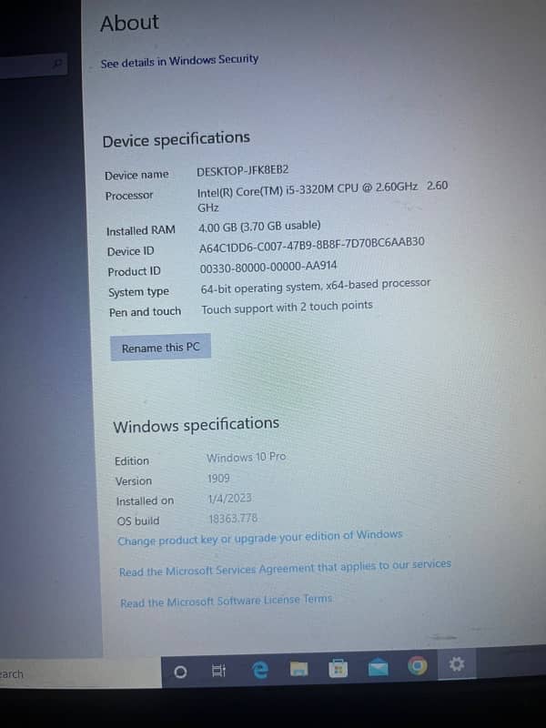 Lenovo thinkpad intel core i5 with 4 gb ram 4