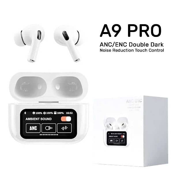 A9 pro Touch Screen Display ANC Wireless Earbuds 0