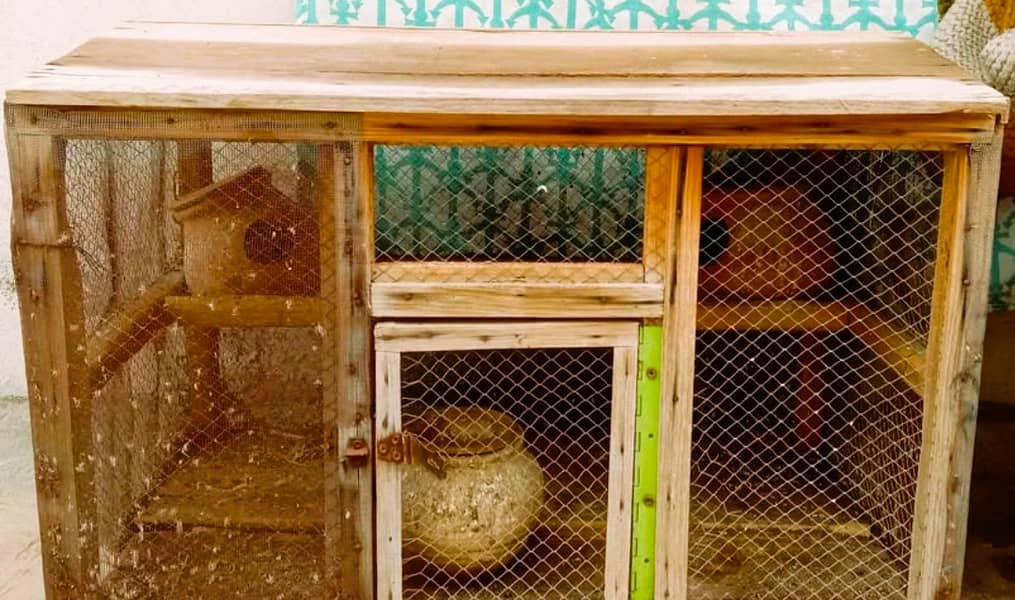 A Beautiful, Wide Space Double Storey Wooden Birds Cage is Available 0