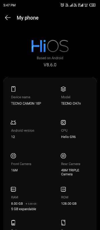 Tecno camon 18p 9