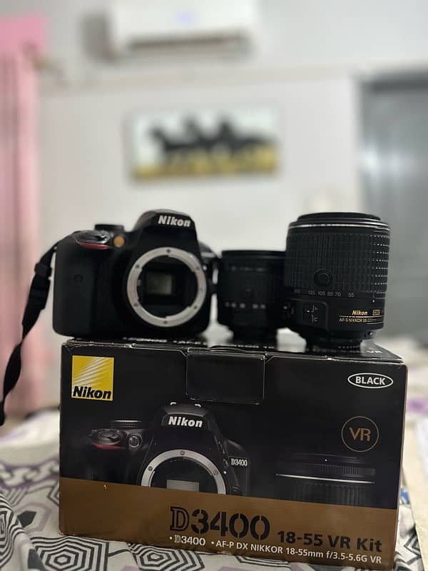 Nikon D3400 with 2 lens 18-55 and 55-200 2