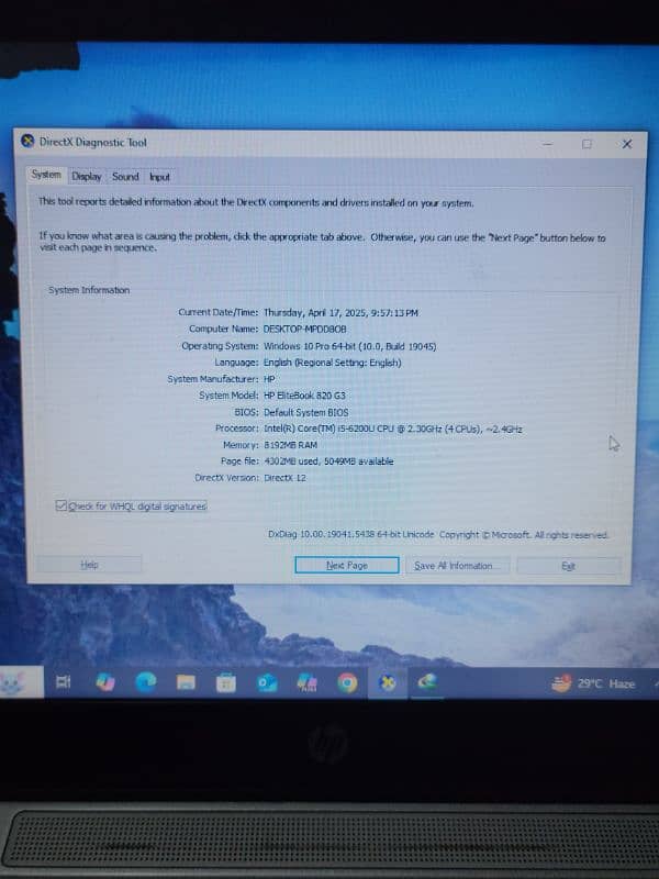 Hp EliteBook 820 G3 Core i5 6th generation 3