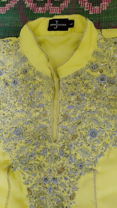 j. frock two piece shirt and dupatta lemon colour 1