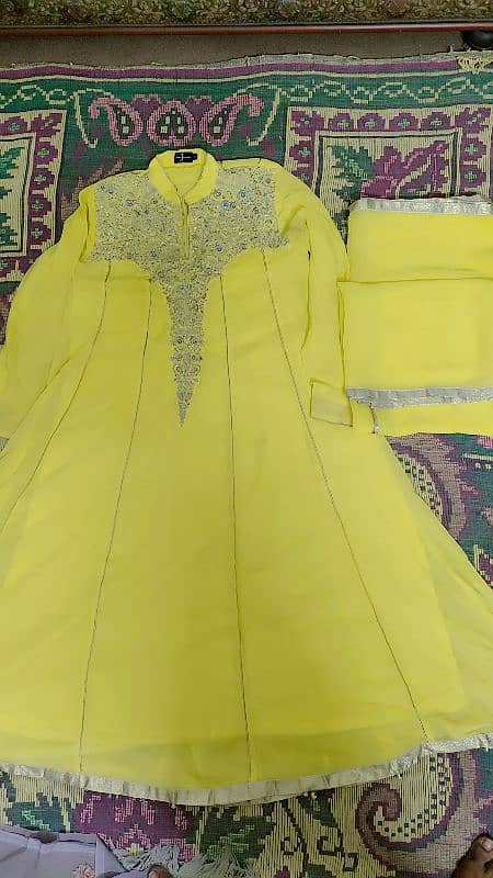 j. frock two piece shirt and dupatta lemon colour 2
