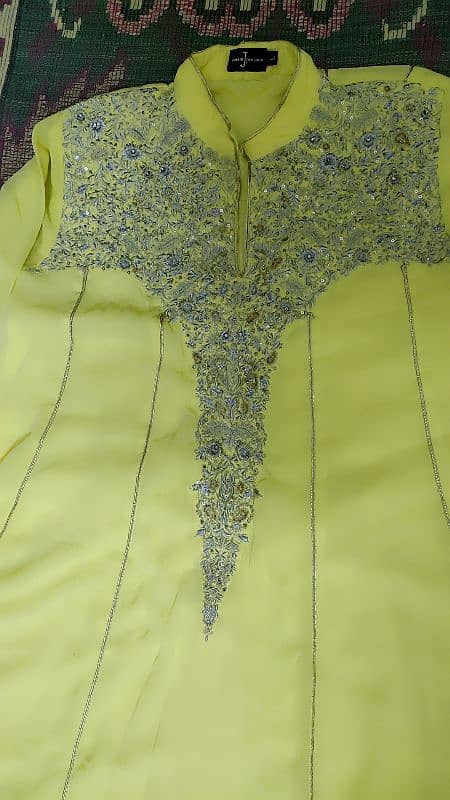 j. frock two piece shirt and dupatta lemon colour 4