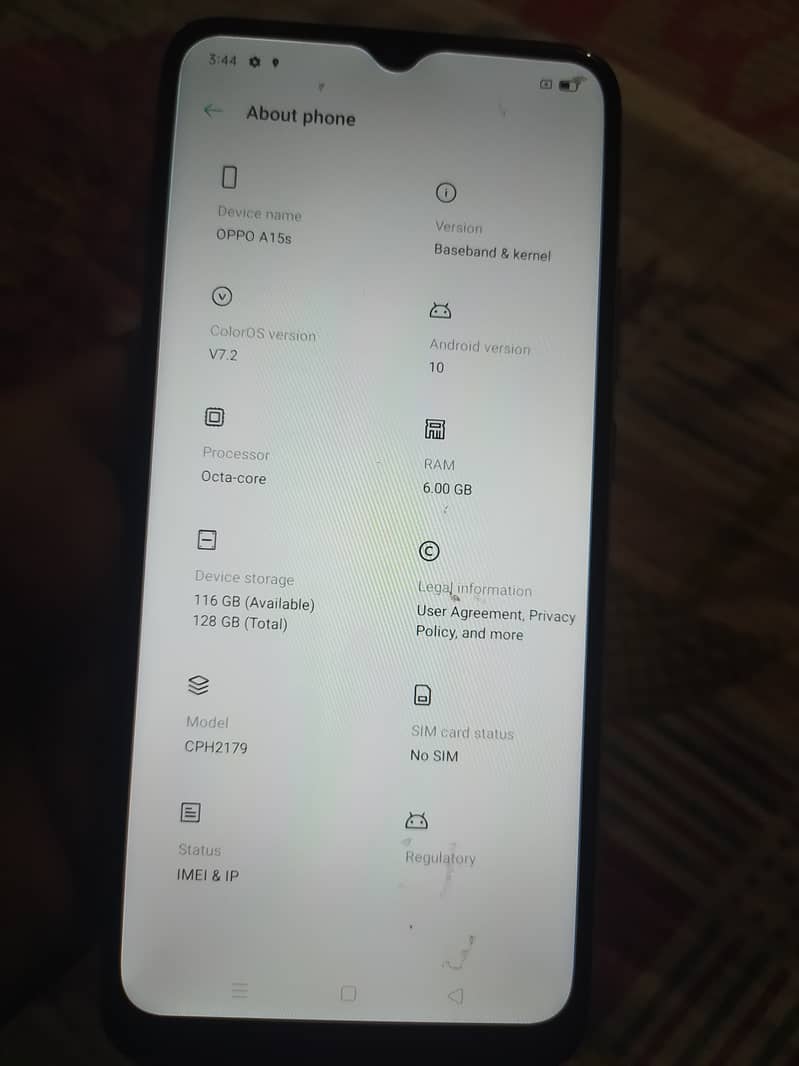 oppo A15s 4/128 only phone h good batery backup good cmera 10/9 condtn 0