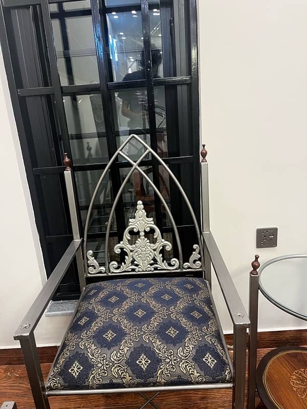 Comple Iron bed set with chairs and side tables. 7