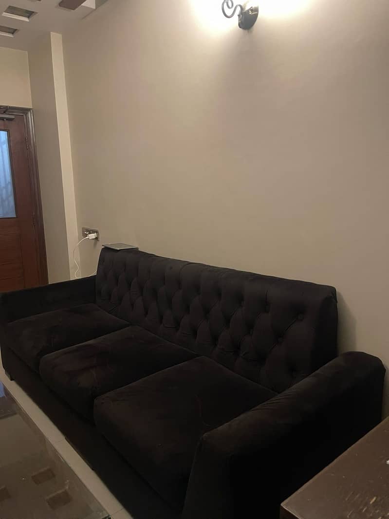 Black Classy Sofa and Complementary Tables DEAL 1