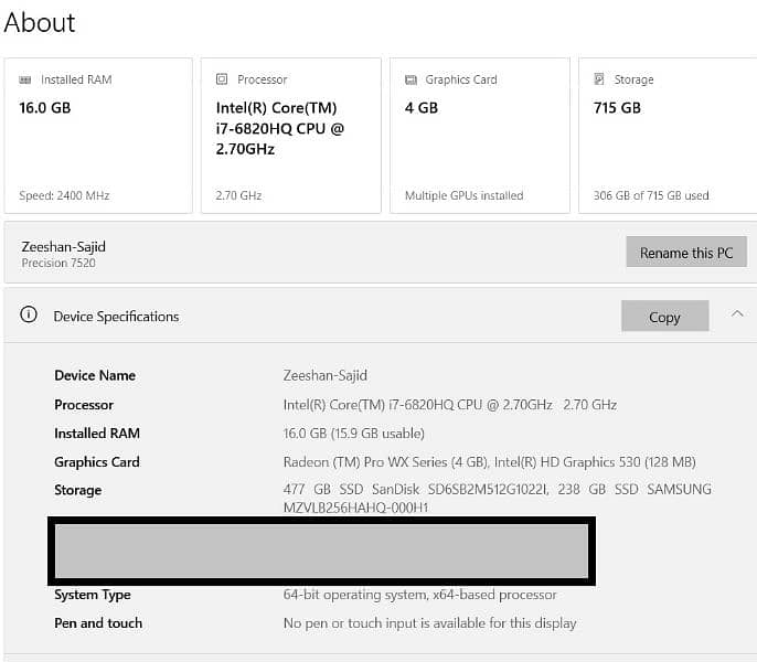Dell precision Core i7 6th generation 3