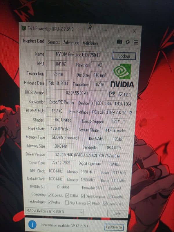 Gtx 750ti 2gb 128bit ddr5 new card  03104418714 0