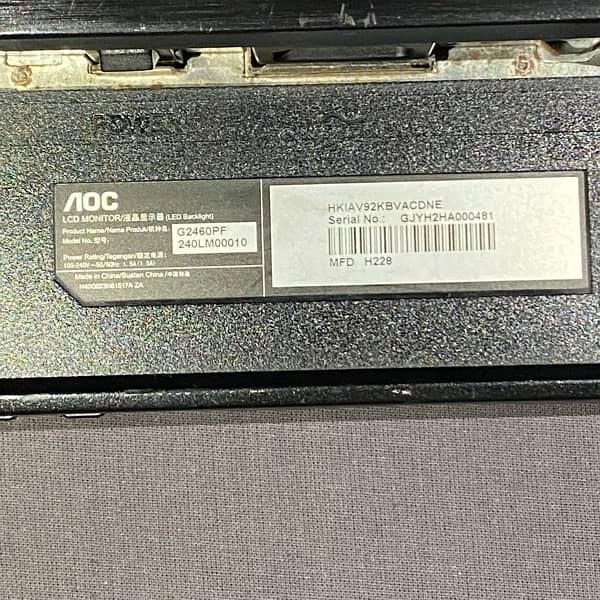 AOC 24” Freesync 1ms 144Hz Gaming Monitor 120hz&75hz 12