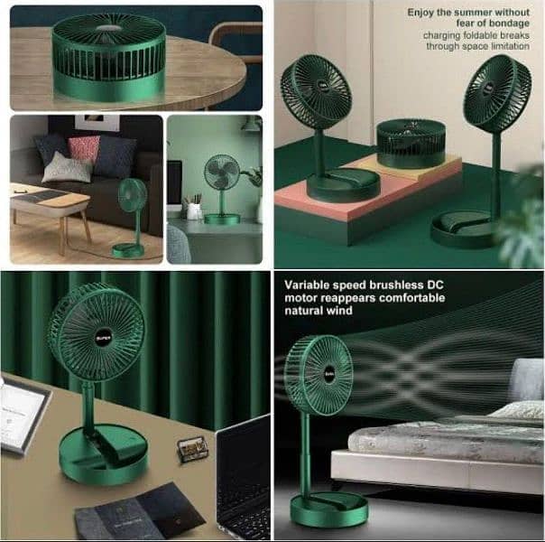 foldable rechargeable fan - 1 Pc green portable cooling sulotion 2